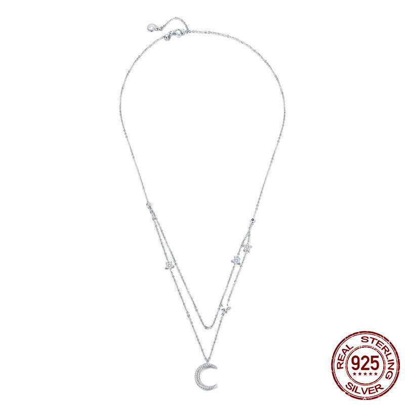 Collier “Starlight Moon” – Argent 925 avec Lune & Étoiles