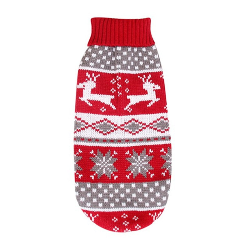 Pull de Noël Tricoté pour Chien – Motifs Rênes & Flocons