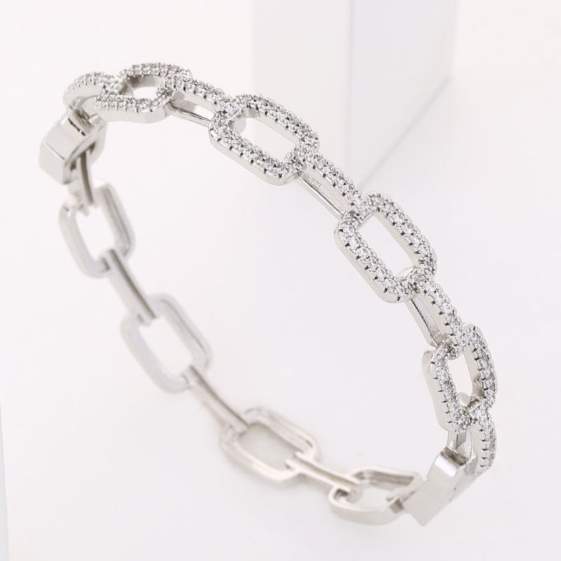 Bracelet Chaîne Rectangulaire – Plaqué Argent & Détails Texturés ✨