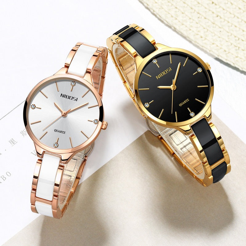 Montre Femme Élégante – Bracelet Céramique de Luxe & Cadran à Quartz
