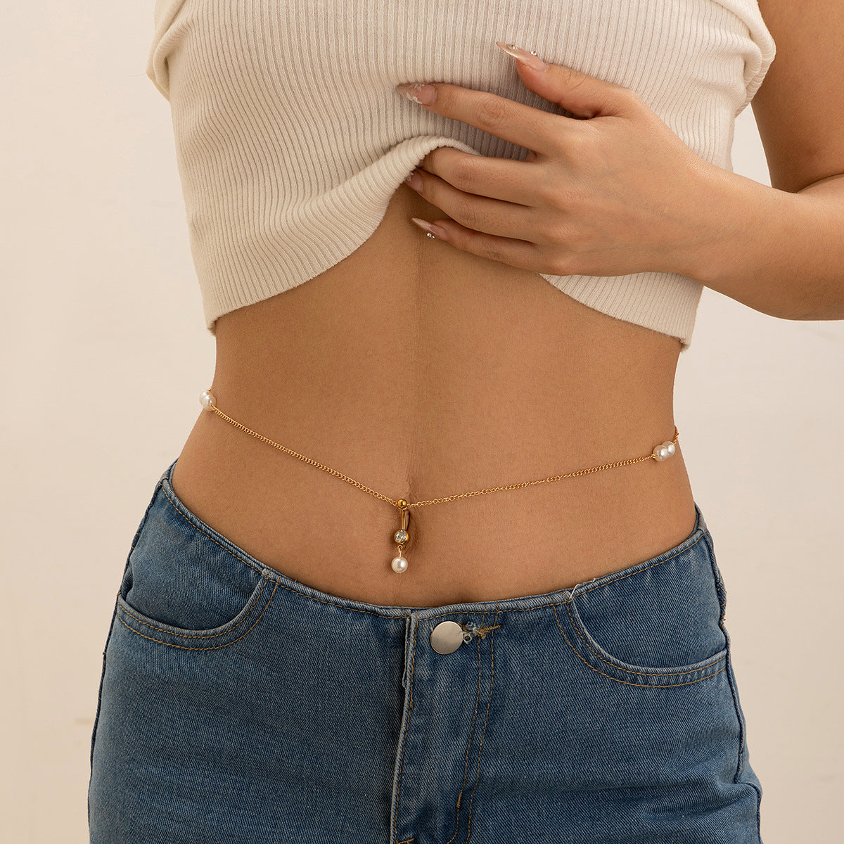 Chaîne de Taille Sexy – Imitation Perles & Zircon