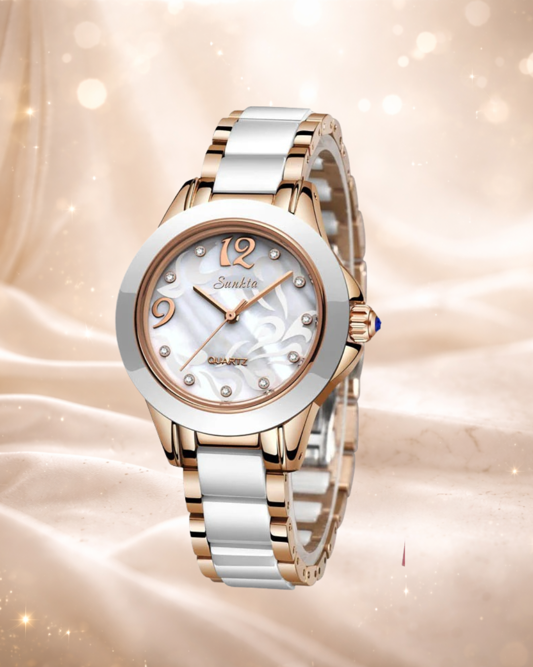 Montre Femme SUNKTA – Céramique Haut de Gamme & Détails Brillants
