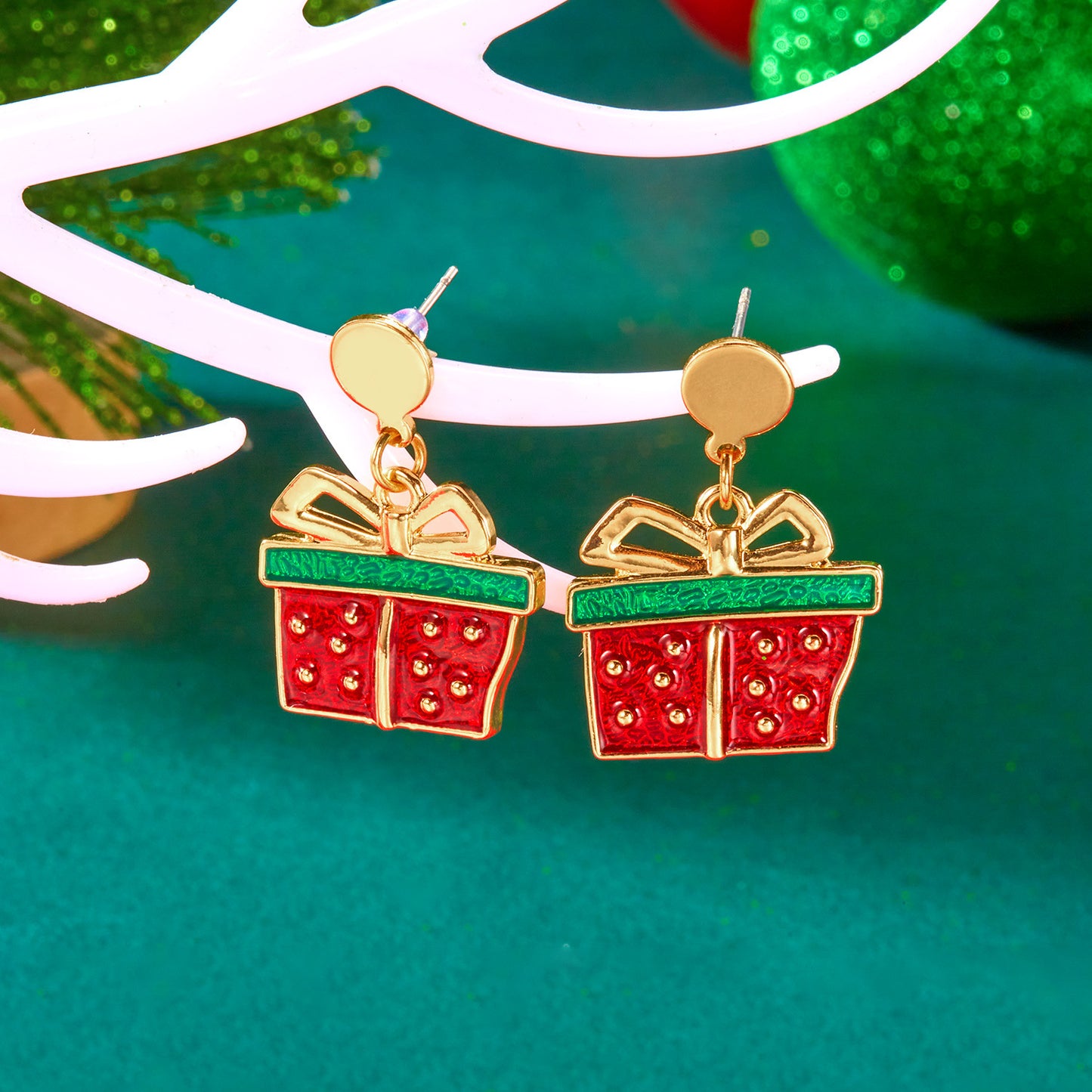 Ensemble Bijoux de Noël – Collier, Bracelet, Boucles & Set complet  | Motifs Cadeaux, Rennes, Sapins & Père Noël