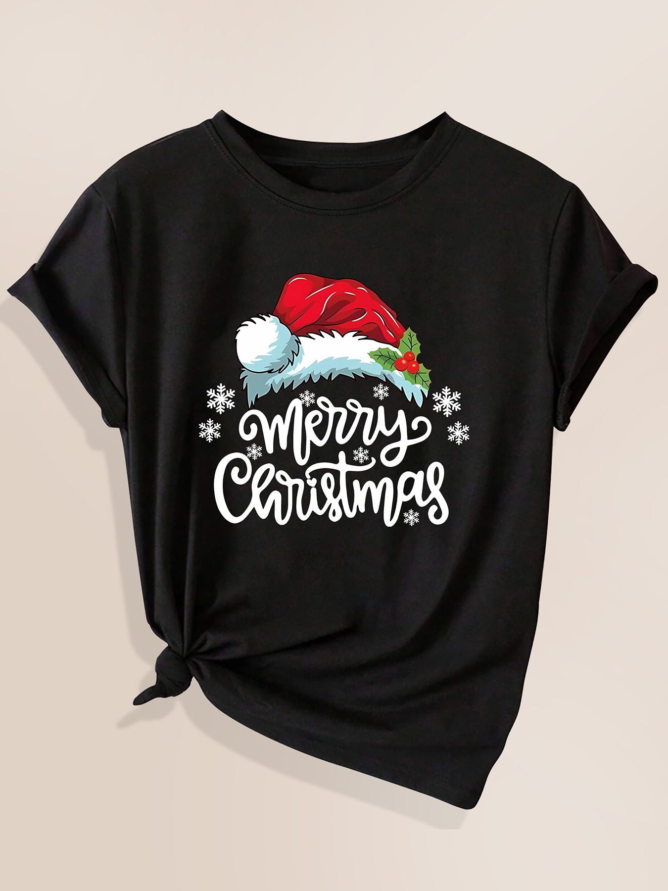 T-shirt de Noël pour Femme – Motif Père Noël & Flocons
