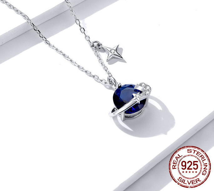 Collier “Ciel Étoilé Saphir” – Argent Sterling 925 & Cristal Bleu Nuit