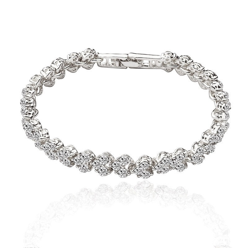 Bracelet Cœurs Étincelants – Cristal Roman & Plaqué Argent ou Or
