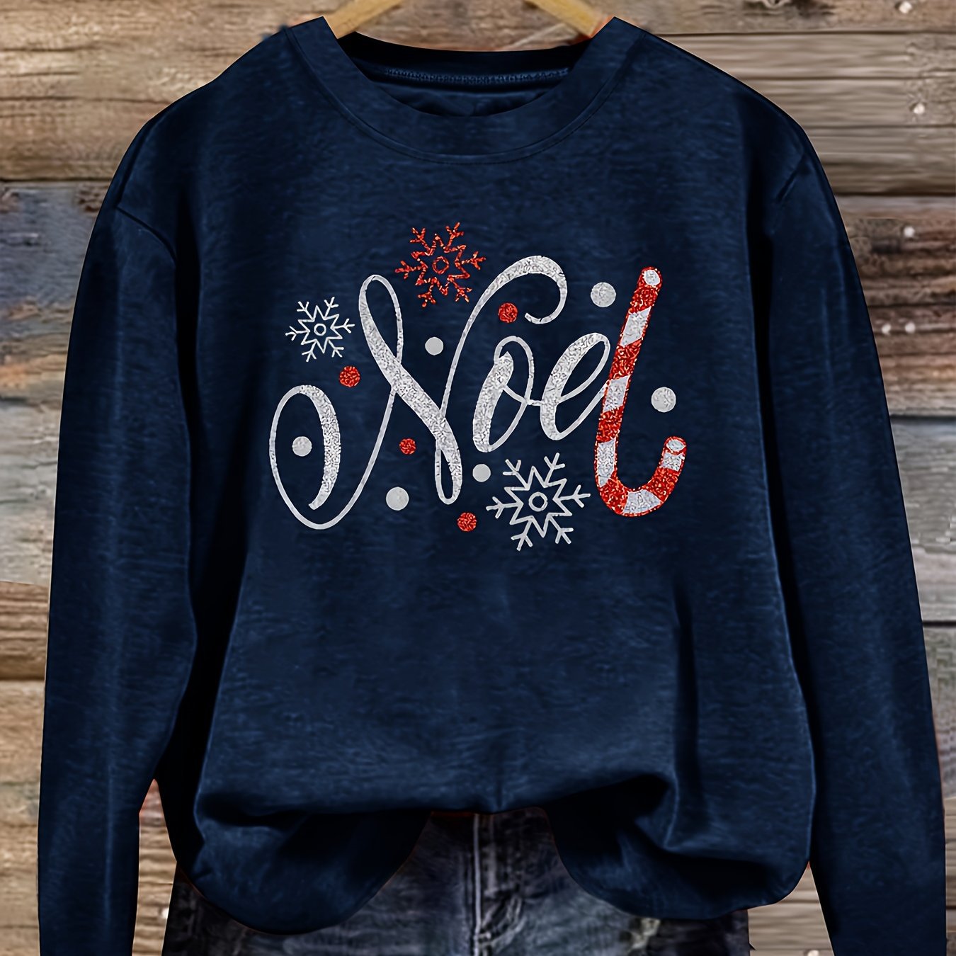 Pull de Noël Vintage pour Femme – Motif Flocons de Neige & Sucreries de Noël