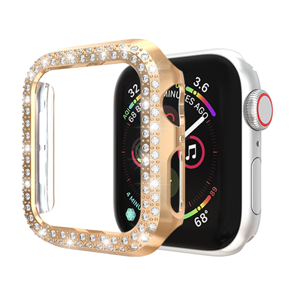 Étui de Protection Apple Watch – Bordure Strass Double Rangée