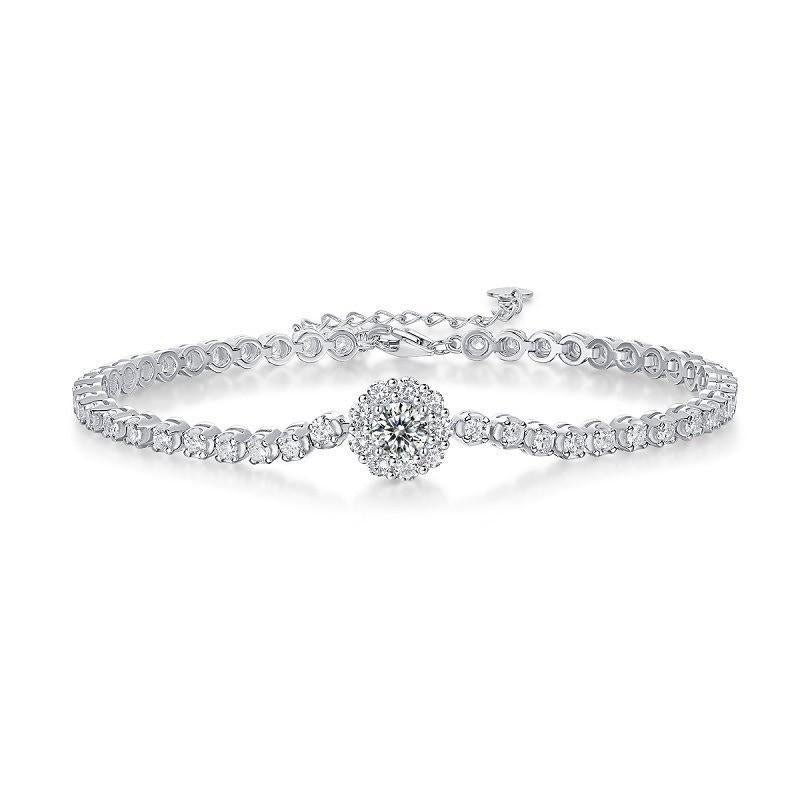 Bracelet Éclat Royal en Argent 925 – Finition Or Blanc & Zirconium ✨
