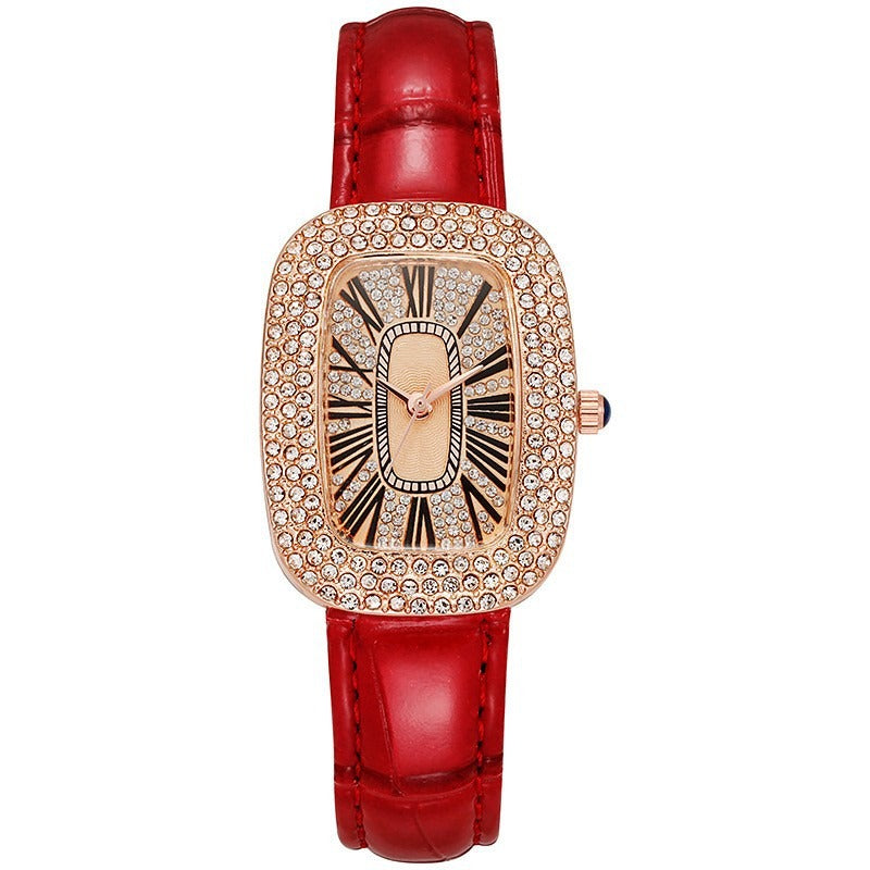 Montre Femme Small Diamond – Cadran Rectangle & Bracelet Cuir Croco