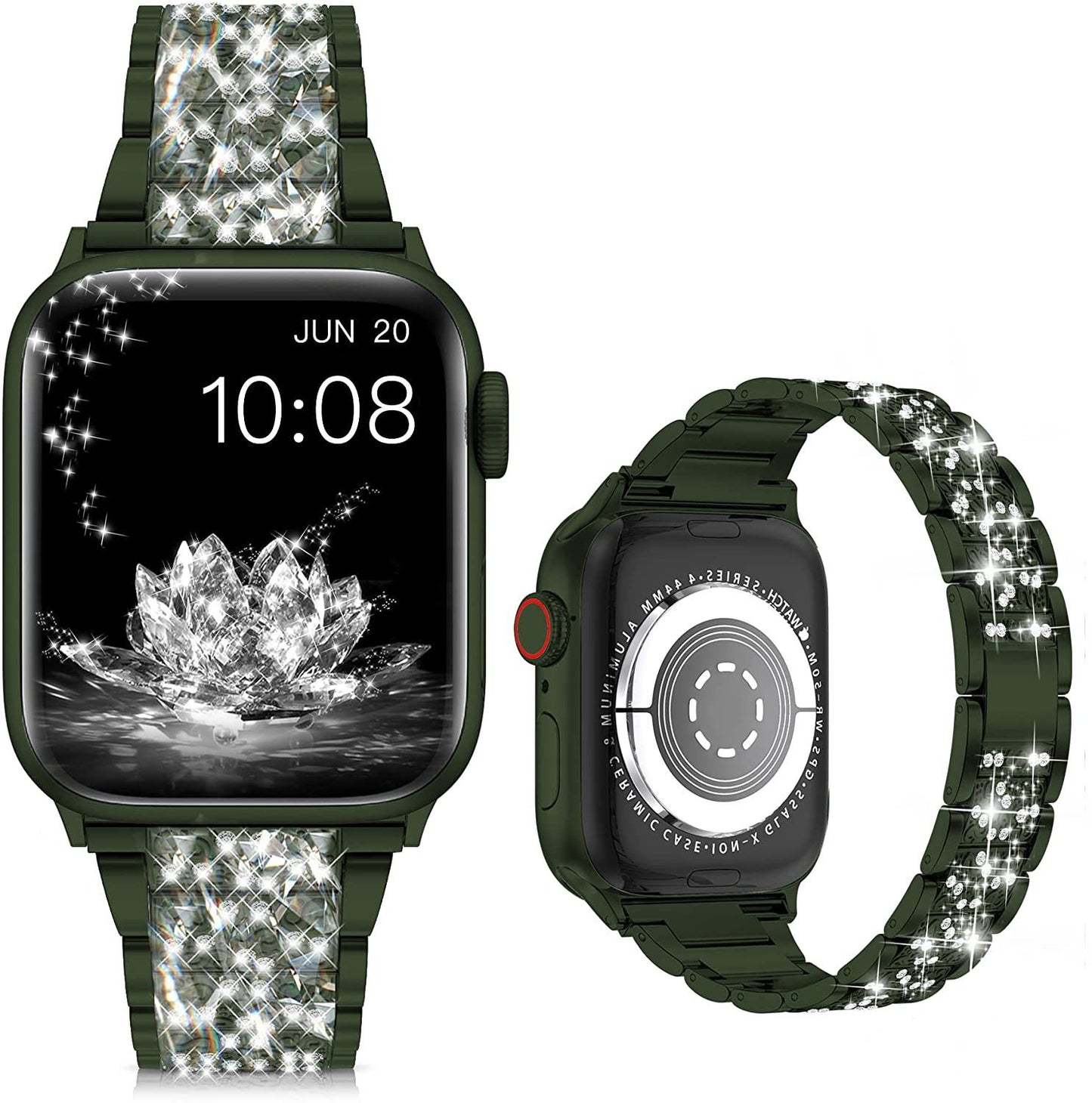 Bracelet Luxe Compatible Apple Watch – Alliage de Zinc, Strass & Perles