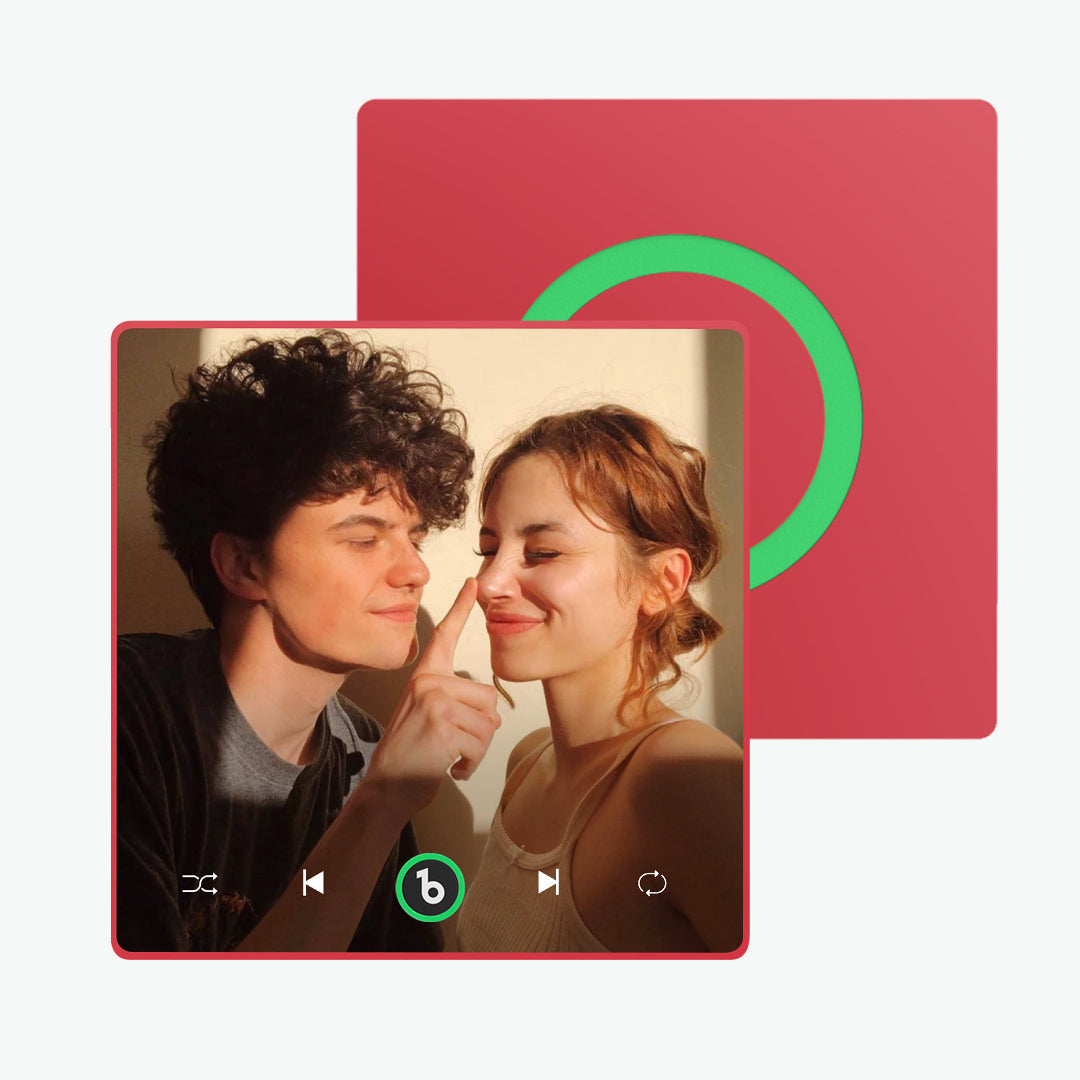 Custom Music Fridge Magnet featuring a couple, playing music, romantic gift with Bluetooth connectivity