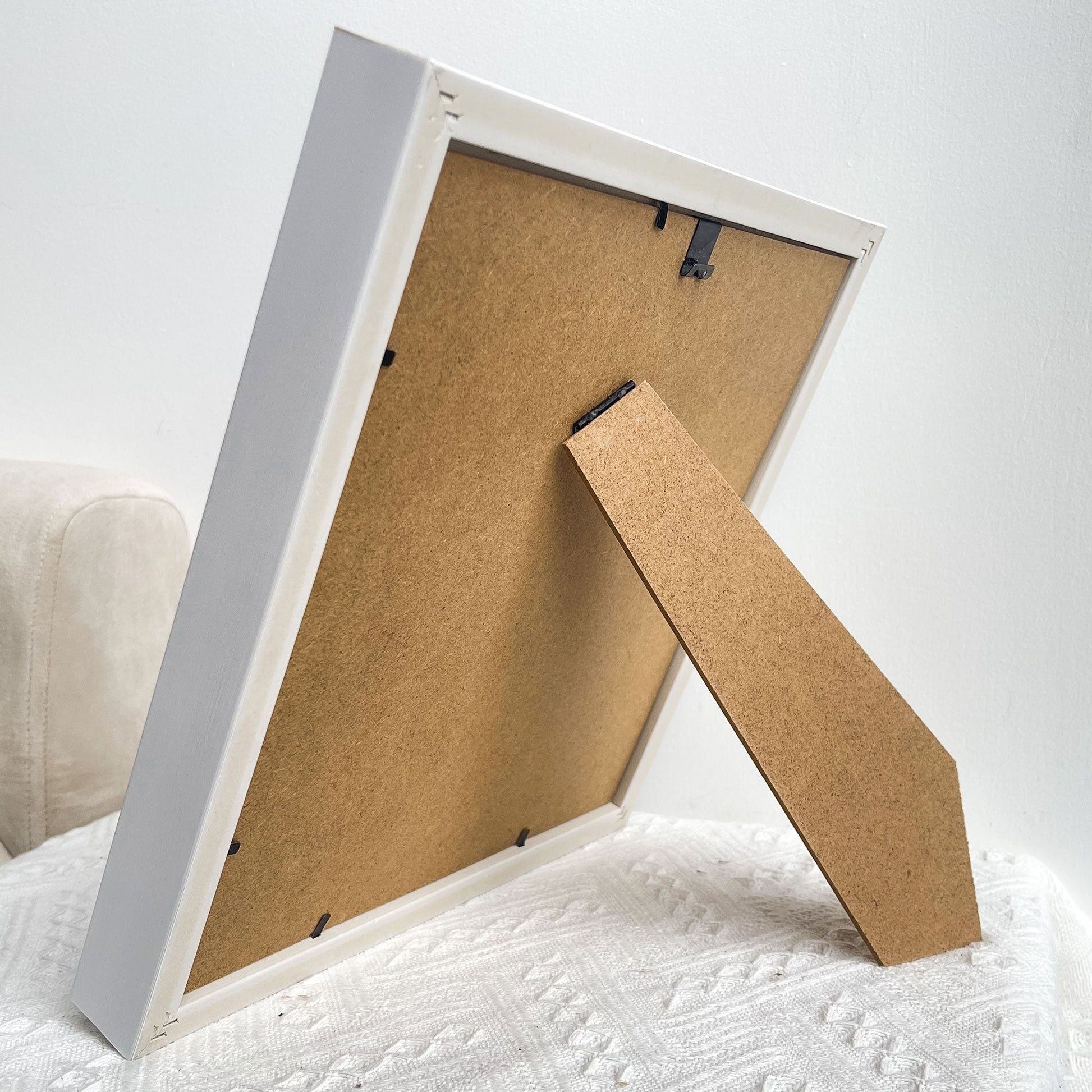 Back view of We Love You Mommy Flower Shadow Box with stand. MDF wood frame, perfect Mother's Day gift.